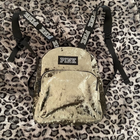 Pink Victoria’s Secret Mini Velvet Campus Backpack